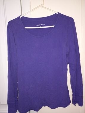 Fashion Bug Purple Long Sleeve Scoop Neck Tee